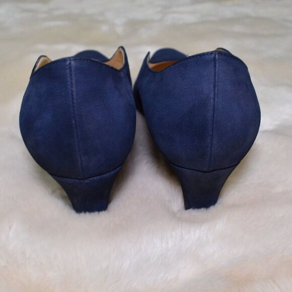 Charles Jourdan VTG Navy Blue Suede Pumps 2" Heel Size 8.5 Italy Elegant Chic - Picture 6 of 14